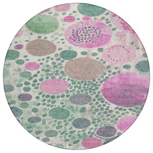 Green Pink And Mauve Geometric Washable Indoor Outdoor Area Rug - 1 of 4