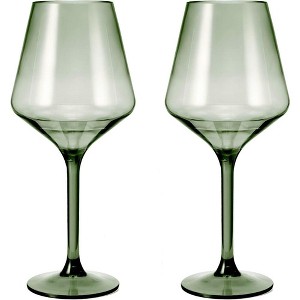 The Wine Savant Shatterproof Muted Green Acrylic Wine Glasses, Stylish & Luxurious Design, Unique Addition to Home Bar - 2 pk - 1 of 1