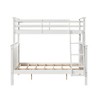 Twin Over Full Deirdra Modern White Solid Wood Built In Ladder Kids' Bunk Bed - Linon: Converts to Two Twin Beds, Guard Rails - image 3 of 4