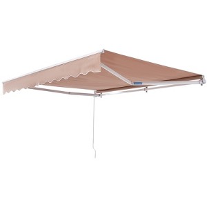 VEVOR Manual Retractable Awning, 10 x 8 ft Outdoor Patio Awning Retractable Sun Shade,Polyester Patio Door Window Awning Sunshade Shelter - 1 of 4