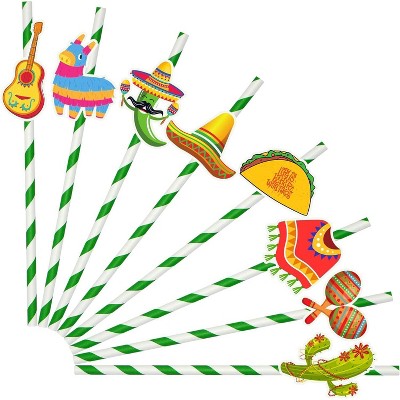 4E's Novelty Cinco De Mayo Reusable Plastic Straws for Fiesta Decorations - Includes 28 PCS Perfect for Taco Tuesday and Mexican-themed Parties.
