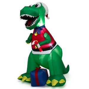 Gymax 6' Xmas Inflatable Dinosaur w/ LED Lights & Gift Box Holiday Decoration for Indoor & Outdoor - 1 of 1