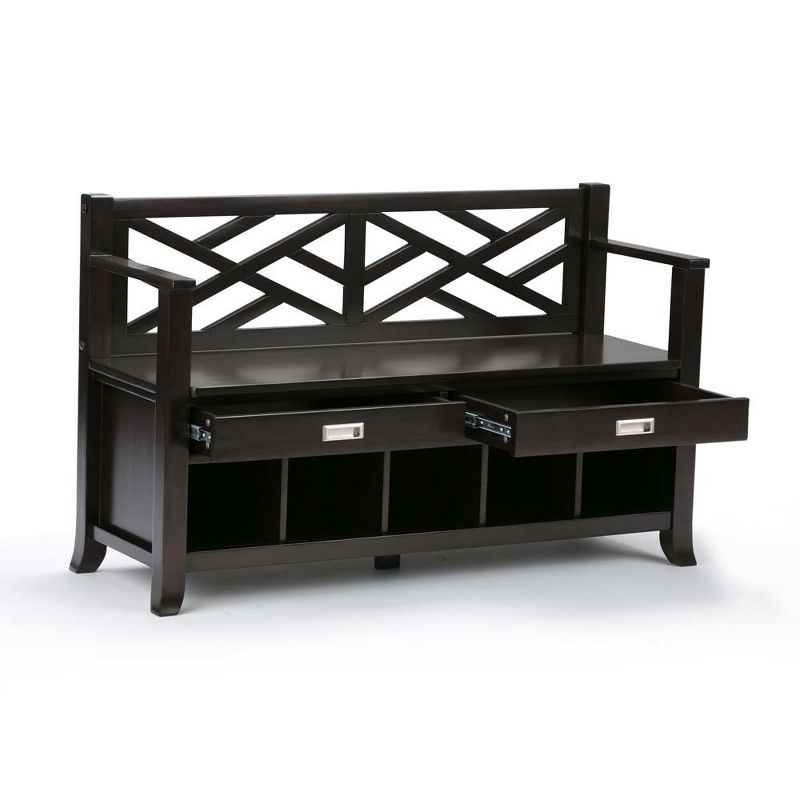 48&#34; Lancaster Solid Wood Entryway Storage Bench with Drawers and Cubbies Espresso Brown - WyndenHall, 4 of 9