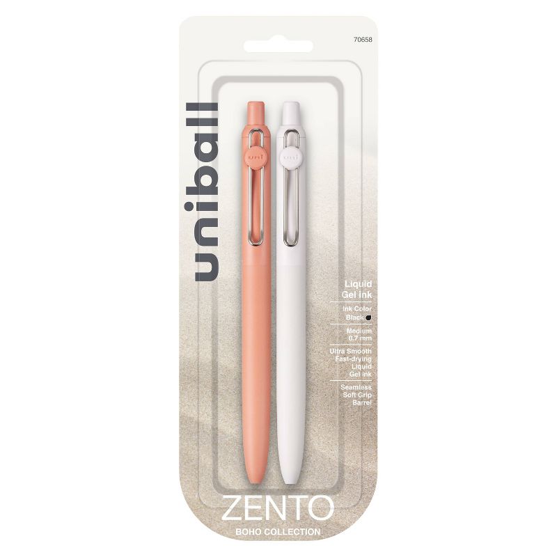 Zento uniball 2pk Gel Pen 0.7mm Medium Point Black Ink Boho Barrel, 1 of 8