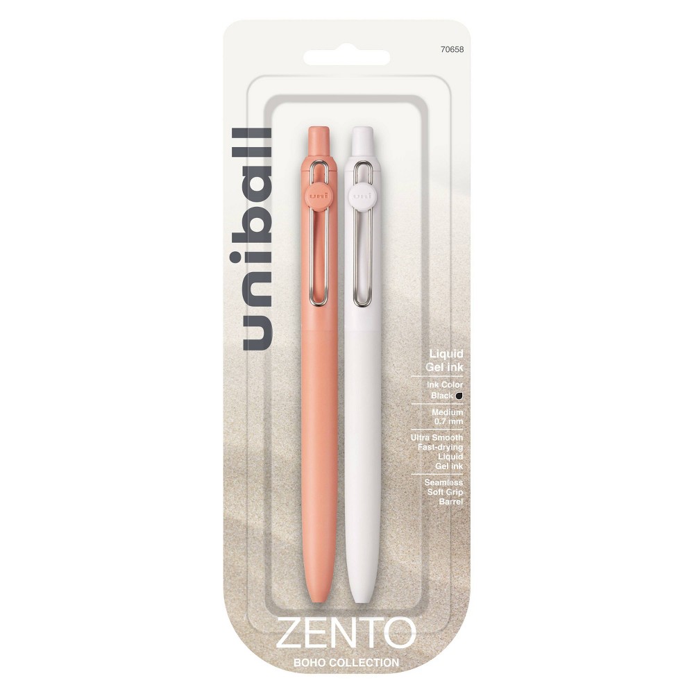 Photos - Accessory Zento uniball 2pk Gel Pen 0.7mm Medium Point Black Ink Boho Barrel