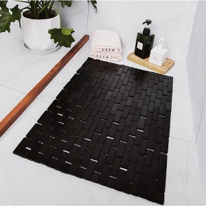 Home Mart Goods Black Non-Slip Bottom Quick Dry Foldable Natural Bath Mat - 16.54" x 22.83" - 1 of 4