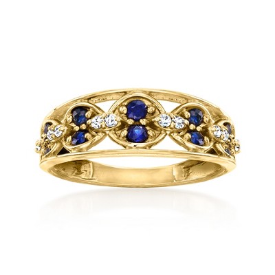 Ross-Simons 0.40 ct. t.w. Sapphire and .12 ct. t.w. Diamond Ring in 14kt Yellow Gold Size 7