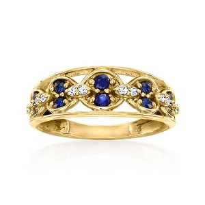 Ross-Simons 0.40 ct. t.w. Sapphire and .12 ct. t.w. Diamond Ring in 14kt Yellow Gold Size 7 - 1 of 3