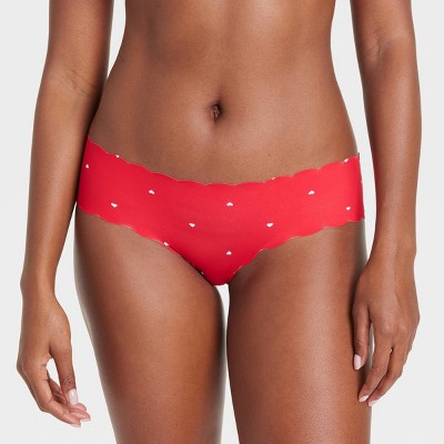 Women's Invisible Edge Cheeky Underwear with Scallop Edge - Auden™ Red S