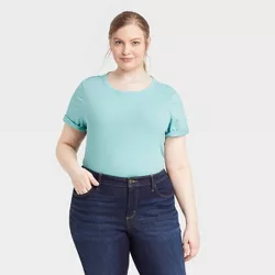 Women's Plus Size Short Sleeve T-Shirt - Universal Thread™ Light Aqua Blue 4X