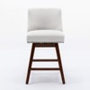 Gulches 26" Counter Height Upholstered Swivel Barstools Set of 2, Ivory Fabric with Curved Back - 4 of 4