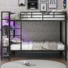 Full Size Metal Bunk Bed with Storage Mesh Shelves and Clothes Hooks - 3 of 4