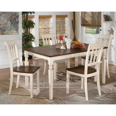 Cottage Charm Two-Tone Wooden Side Chair with Slat Back Design