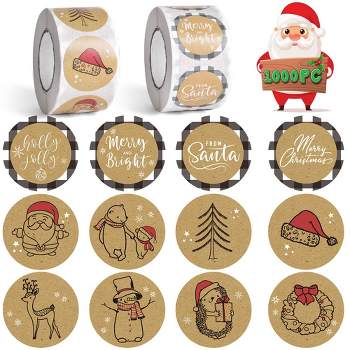 Fun Little Toys Merry Christmas Stickers Labels Roll 1.5 Inch 500pc*2