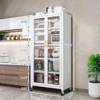 CAVINAS Kitchen Cabinet,6 Tier Storage Cabinet with Transparent Door,Adjustable Shelves and Wheels,Pantry Cabinet for Living Room,Dining Room - 3 of 4