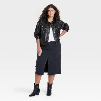 Universal Thread Women's Faux Leather Moto Jacket - Universal Thread™ Black 3X — фото 3