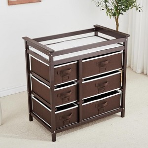 Wooden Diaper Changing Table, Modern Baby Changing Station Dresser with 6 Storage Drawers and Pad, for Baby Newborn Infant - 1 of 4