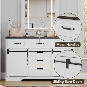 Coffee Bar Cabinet with Sliding Barn Door, Sideboard Cabinet with Drawers, Rustic Storage Cabinets for Living Room, Bed Room - 1 of 4