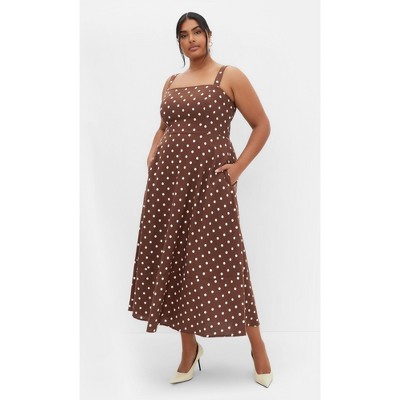Women's Plus Size Collins Print Maxi Dress - chocolate | CITY CHIC
