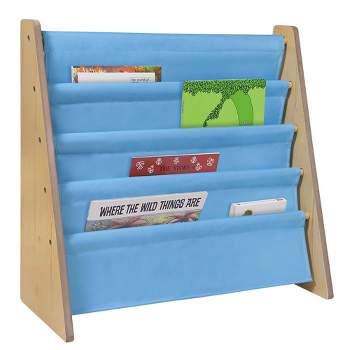 WildKin Premium Sling Kids' Book Shelf Natural/Sky Blue