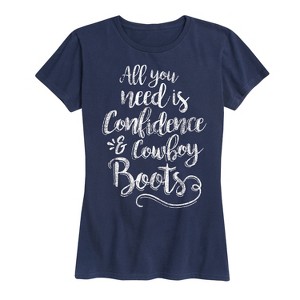 Women's - Country Casuals - Confidence And Cowboy Boots Short Sleeve Graphic T-Shirt - 1 of 4