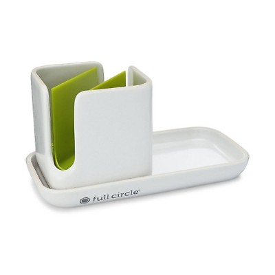 White Modular Ceramic Sink Caddy with Customizable Design