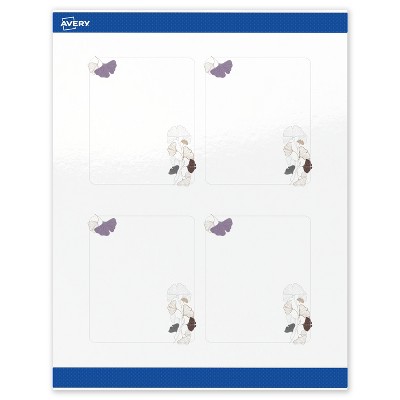 Avery Rectangle Labels, Floral Design, 4" x 3-1/3", 40ct