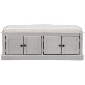 OUTSUPPLY Entryway Storage Bench with 4 Doors & Adjustable Shelves, Shoe Bench with Removable Cushion for Living Room, Hallway - 1 of 4