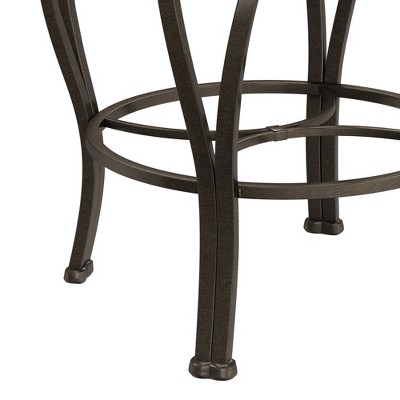 Brown Faux Leather Swivel Counter Stool with Steel Frame