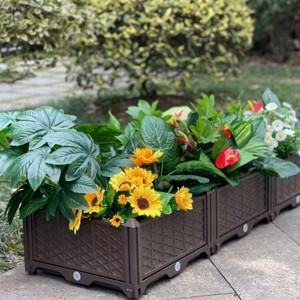 Raised Garden Bed, Plastic Planter Box, Polypropylene Material, Indoor and Outdoor Use, With Drainage Tray - Coolbibila - 1 of 4