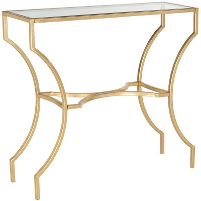 Alphonse Gold Leaf Iron and Glass Console Table