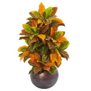 Nearly Natural 37-in Croton Artificial Plant in Metal Bowl (Real Touch) - 1 of 1