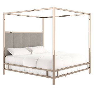 King Manhattan Champagne Gold Canopy Bed with Vertical Panel Headboard Smoke - Inspire Q, Grey