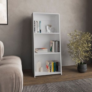 Okak Modern Bookshelf, Freestanding Display Case with 3 Tiers, Storage Organizer for Living Room, Office, Bedroom, White - 1 of 4
