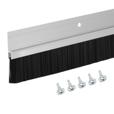 Unique Bargains Aluminum Nylon Door Brush Bottom Sweeps 35.46" x 2.28" Silver 1 Pc