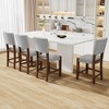 TOAOTBNBO Durable Bar Stools with Wood Legs, Upholstered Kitchen Barstools Set of 4, Mid Century Stools with Ergonomic Backrest, Gray - 4 of 4
