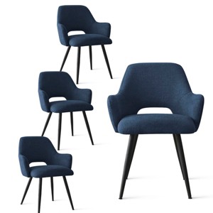 Set of 4 Upholstered Dining Chairs with Arms, Modern Accent Chairs with Metal Legs, Comfortable Padded Seat for Dining Room, Kitchen - Panipeachy - 1 of 4