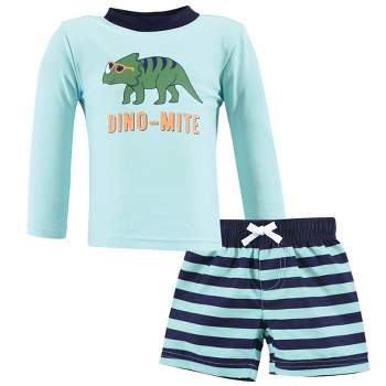 Hudson Baby Boys Swim Rashguard Set, Dino-Mite