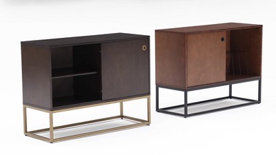 Byron 45'' Brown and Black Modern Vinyl Record Storage Console