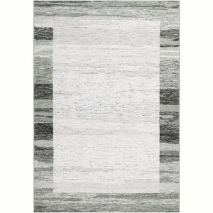 Modern Bordered Washable Area Rug - Non-Slip Low Pile Indoor Carpet for Living Room, Bedroom, Dining Room, Home Office & Apartments - 1 of 4