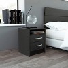 GlasFlength Nightstands Modern Two Drawer Bedside Table with Metal Handles Simple Design for Bedroom Storage, Black, 15.7"*14.7"*19.9" - 2 of 4