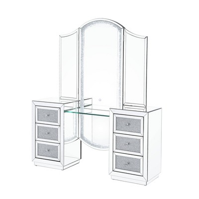 Noralie Vanity Table LED/Mirrored/Faux Diamonds - Acme Furniture