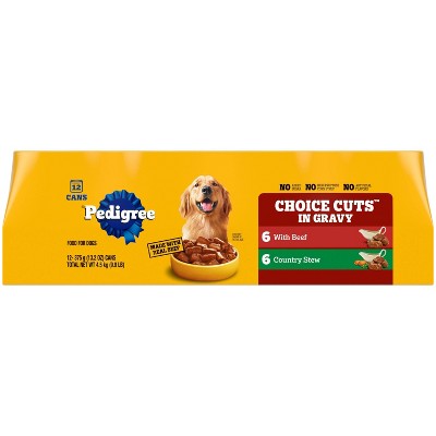 Pedigree Beef, Gravy and Chicken Flavor Variety Pack Choice Cuts in Gravy Wet Dog Food - 13.2oz/12ct