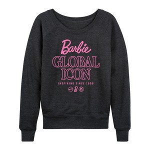 Women's - Barbie - Global Icon Lightweight French Terry Wide Neck Long Sleeve Shirt - 1 of 4