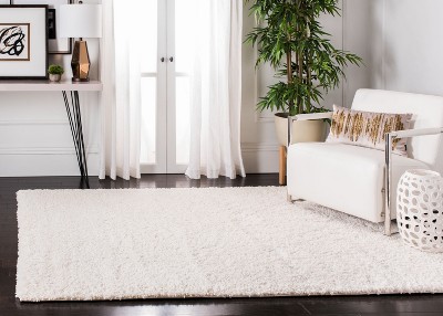 Ivory Bliss Round Synthetic Shag Rug, 63" Easy-Care Design