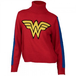 Womens Wonder Woman Logo Pullover Turtle Neck Sweater - 1 of 4