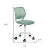 HomeRoots Teal and White Adjustable Height Swivel Rolling Office Chair - 3 of 4