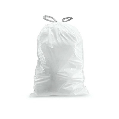 Plasticplace 17 Gallon White Drawstring Trash Bags, 50 Count
