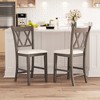 Tangkula 4PCS Bar Stools 24"Counter Height Stools w/ Linen Fabric Upholstered Seat Gray - 3 of 4