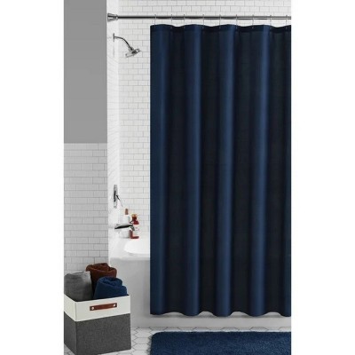 LunaLulinlk Navy Blue Waffle Weave Textured Fabric Shower Curtain